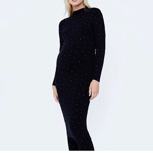 Zara knit turtleneck midi rhinestoned studs -  S